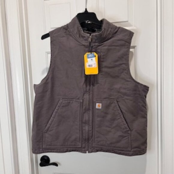 NEW Carhartt Gray Sherpa Lined Relaxed Fit Barn Vest Women’s Sz XXL NWT - Picture 13 of 13